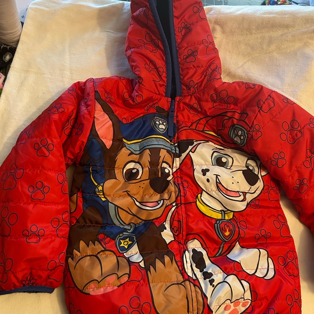 Nickelodeon Red Kids Jacket with Blue Accents reversible to blue Sherpa size 6